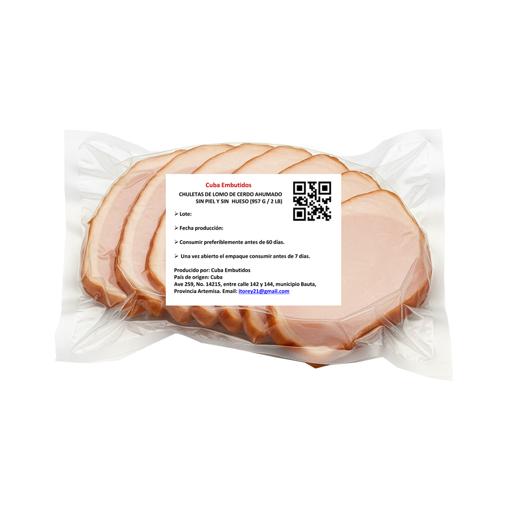 Chuletas de lomo de cerdo ahumado sin piel y sin hueso Cuba Embutidos (907 g / 2 lb) - Miniatura 2
