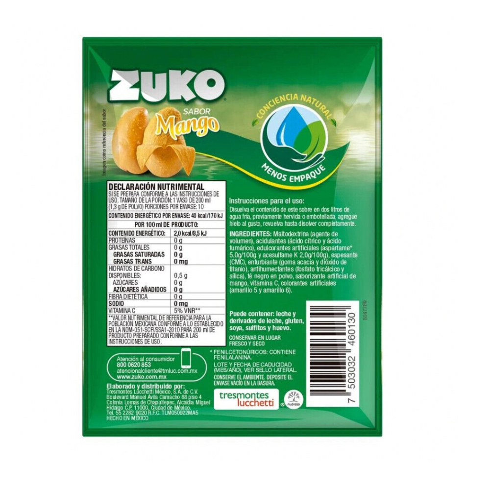 Refresco instantáneo sabor a mango Zuko (13 g) - Miniatura 4