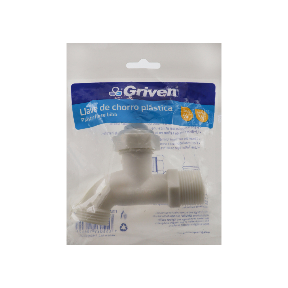 Llave de chorro plástica ¾" x ¾" Griven - Miniatura 4