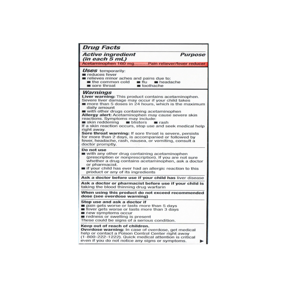 Acetaminofén en suspensión oral sabor uva, para niños de 2 a 11 años Rugby (4 fl. oz / 118 ml) - Miniatura 4