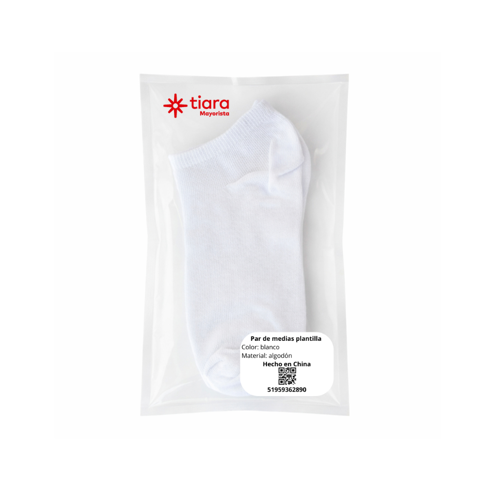 Par de medias plantilla color blanco de algodón Tiara - Miniatura 2
