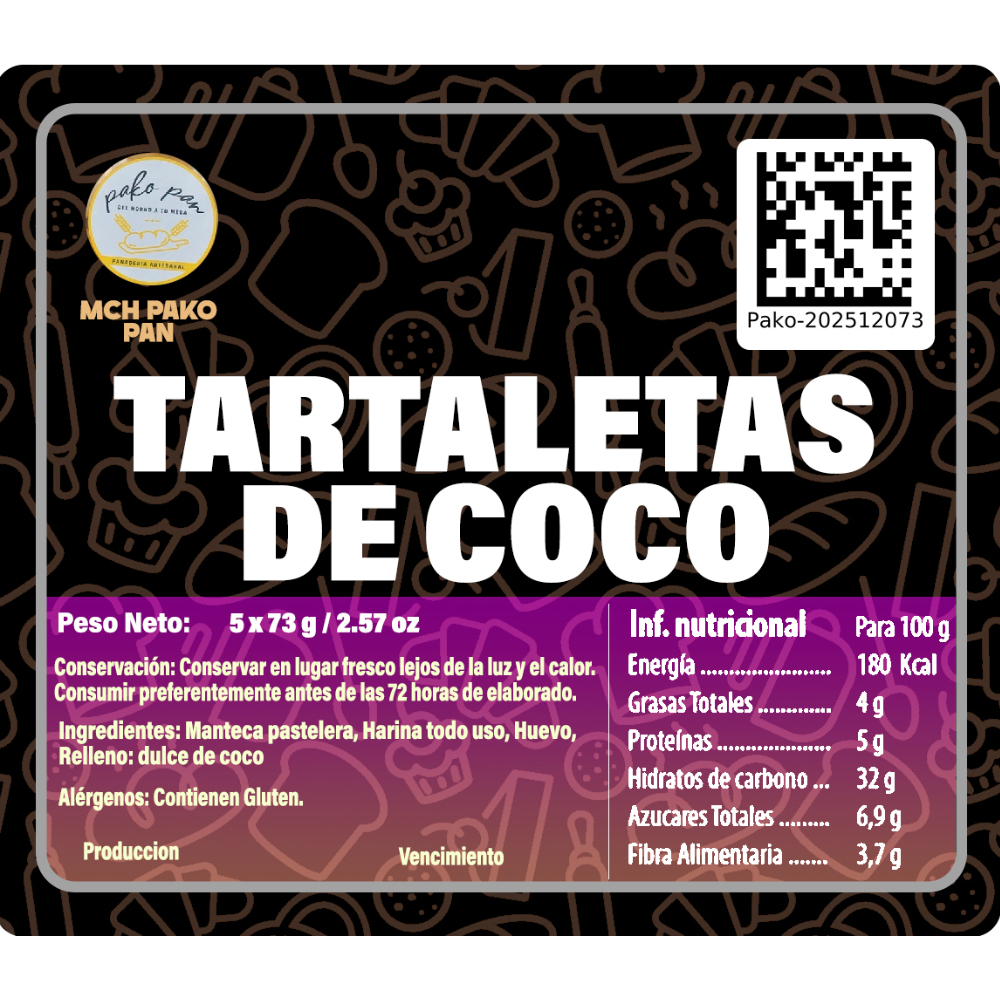 Tartaletas de Coco MCH-PakoPan (5 x 73 g / 2.57 oz) - Miniatura 3