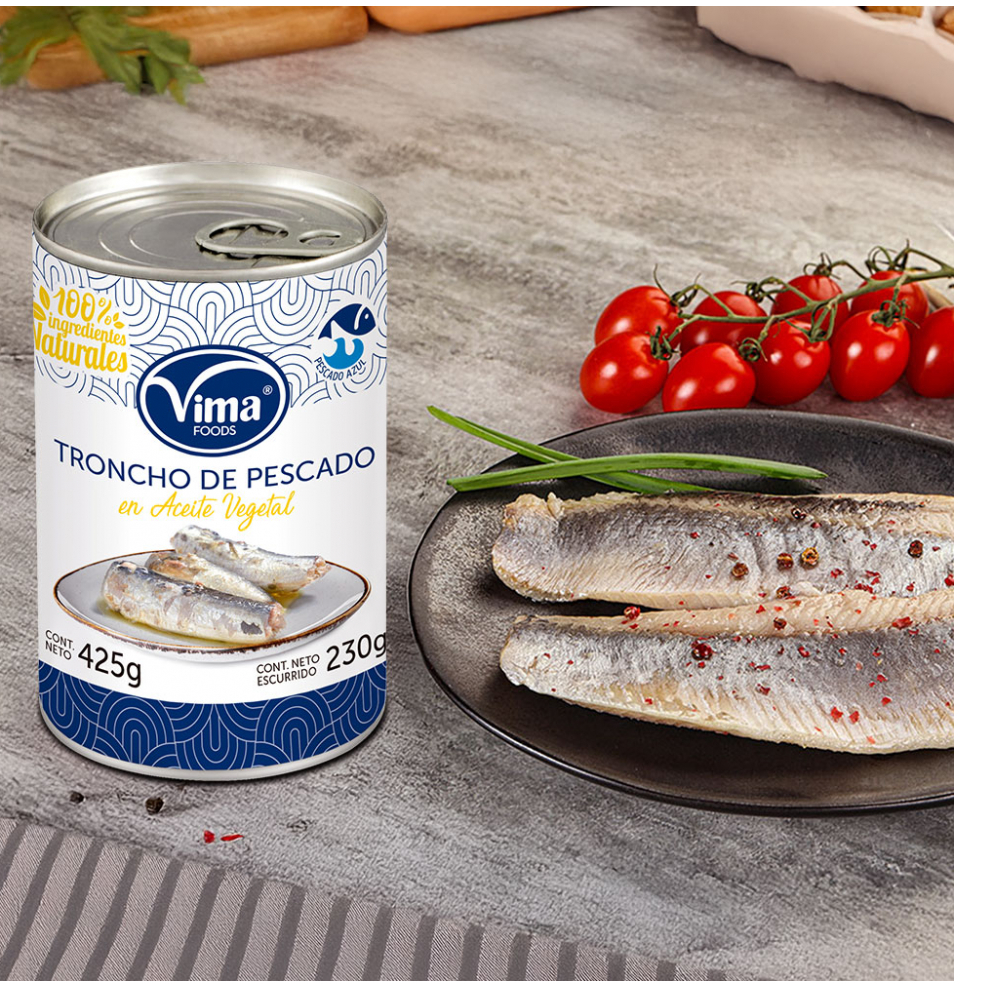 Troncho de pescado en aceite vegetal Vima Foods (425 g / 15 oz) - Miniatura 4