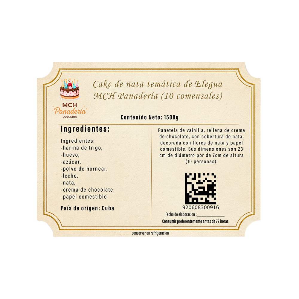 Cake de nata temática de Elegua MCH Panadería (10 comensales) - Miniatura 3