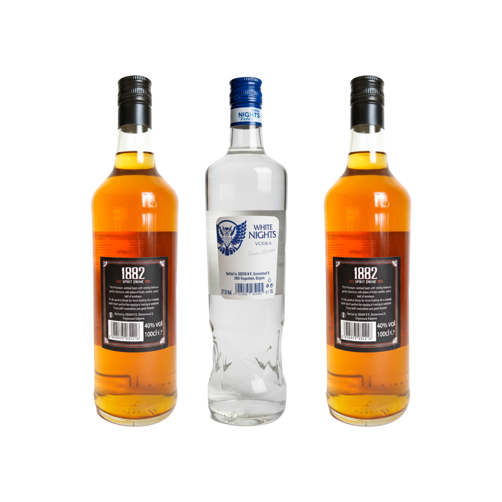 Vodka 37.5 % vol White Nights (1 L) + Whisky 40 % vol selección premium 1882 (2 x 1 L) - Miniatura 3