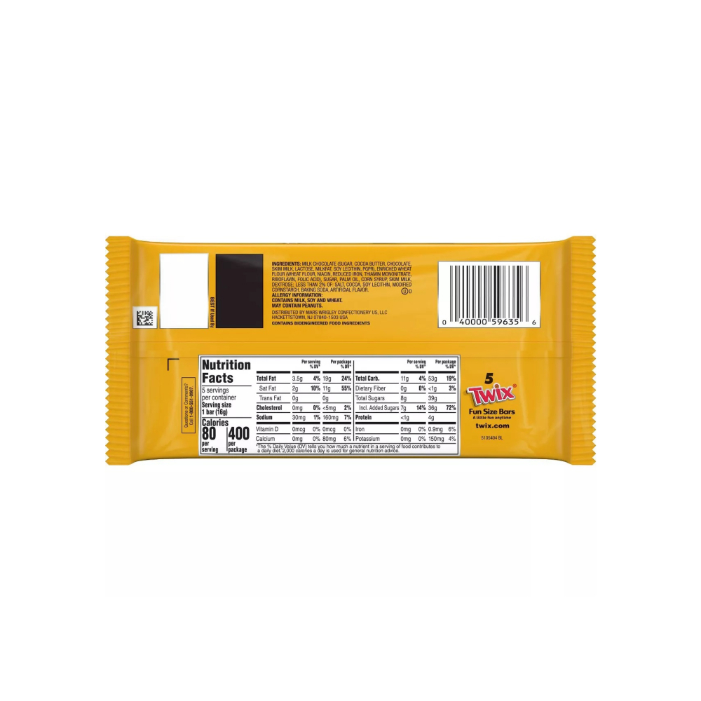 Barras de galleta de caramelo y chocolate con leche Twix (75 g / 2.65 oz) - Miniatura 2