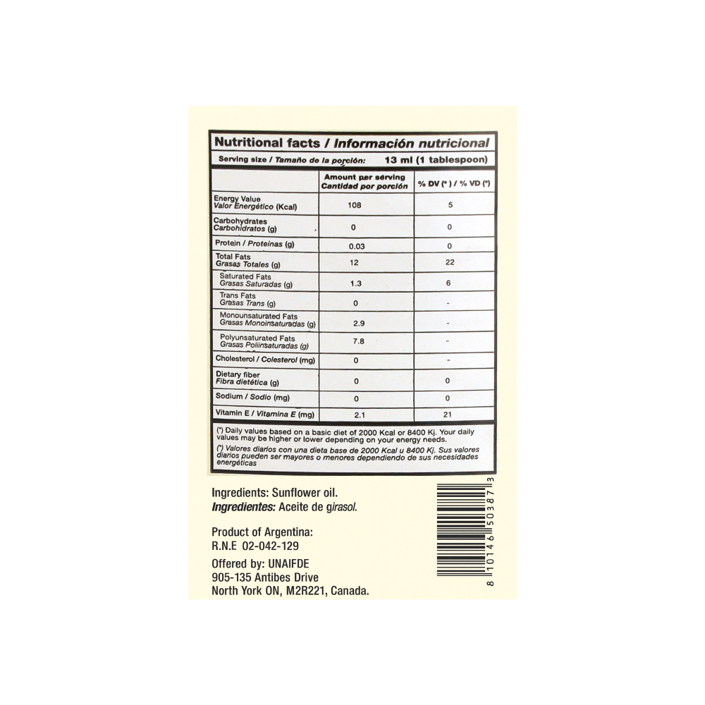 Aceite de girasol refinado YEYA (12 x 900 ml / 30.4 oz) - Miniatura 3