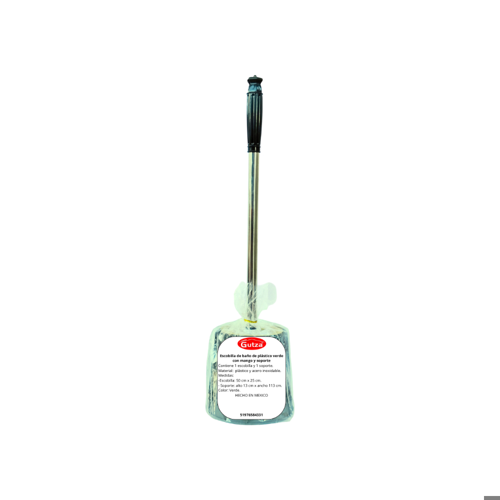 Escobilla de baño de plástico verde con mango y soporte Gutza - Miniatura 3