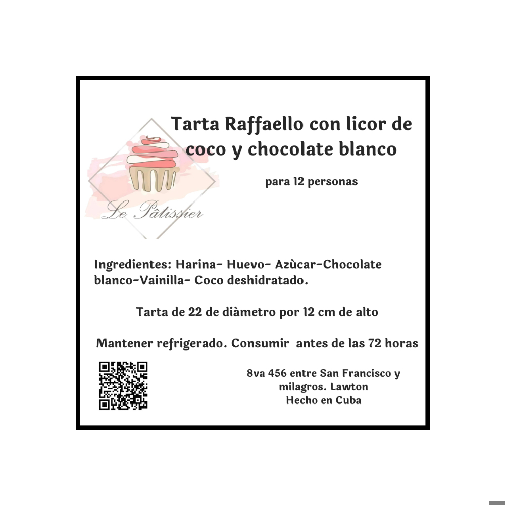 Tarta Raffaello con licor de coco y chocolate blanco Le Patissier (12 personas) - Miniatura 4