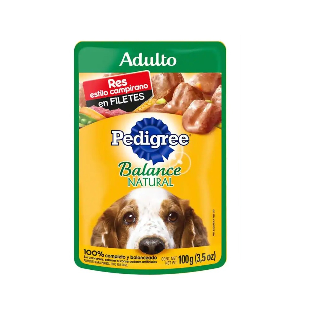 Comida para perros adulto sabor res en estilo compirano en filetes Pedigree (100 g / 3.5 oz) - Miniatura 2
