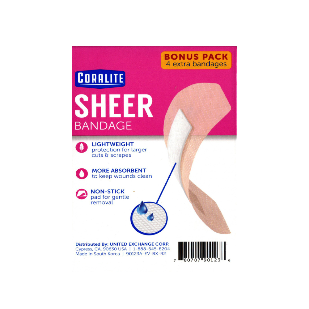 Vendaje transparente extragrande 1.9 in x 4 in / 4.8 cm x 10.2 cm Coralite (14 U) - Miniatura 2
