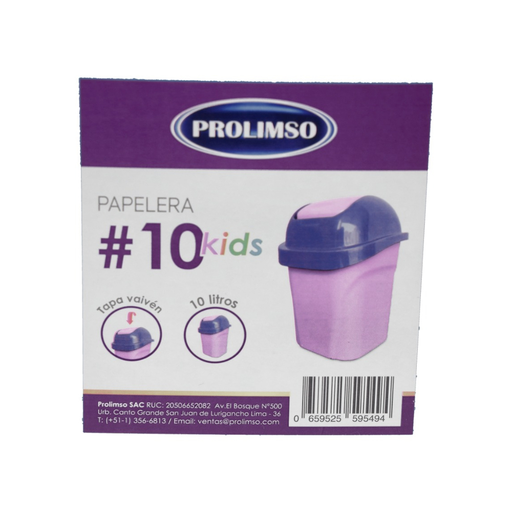 Papelera compacta de 10 litros con tapa vaivén Prolimso - Miniatura 3