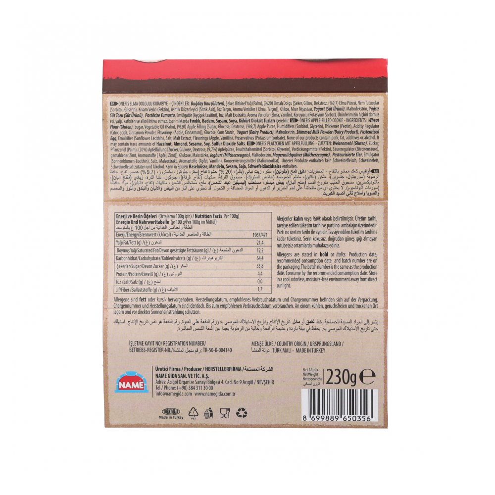 Galletas rellenas de manzana Onefis (230 g / 8.11 oz) - Miniatura 3