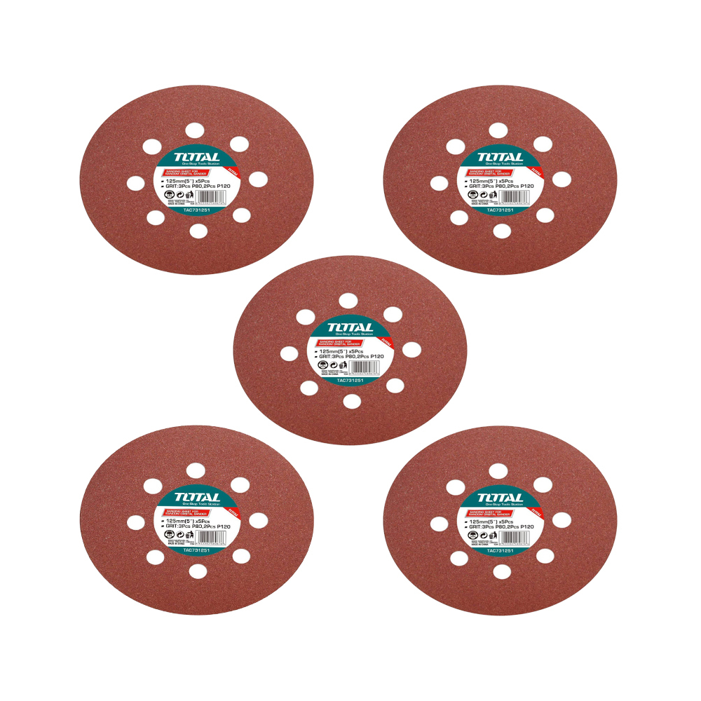 Hoja de lija para lijadora orbital aleatoria TAC731251 Total Tools (5 U) - Miniatura 2