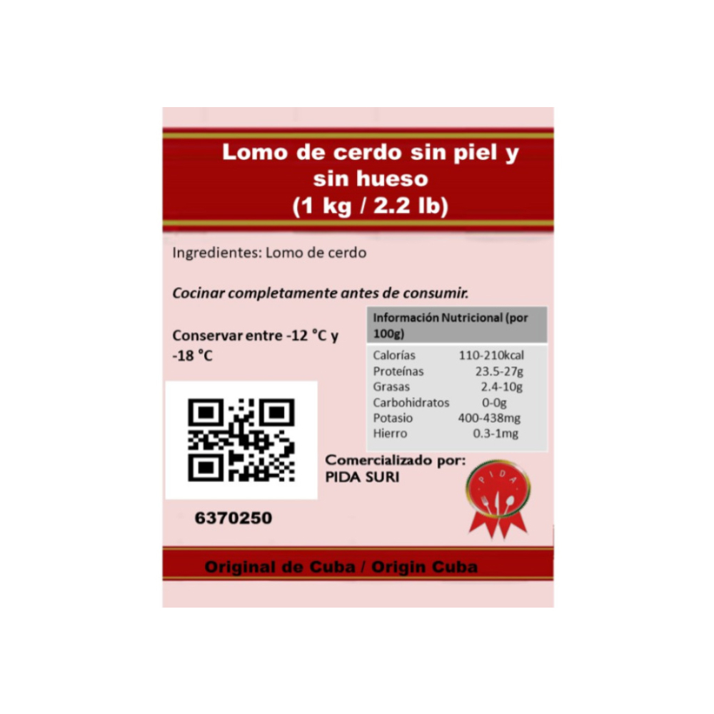 Lomo de cerdo sin piel y sin hueso Pida (1 kg / 2.2 lb) - Miniatura 4