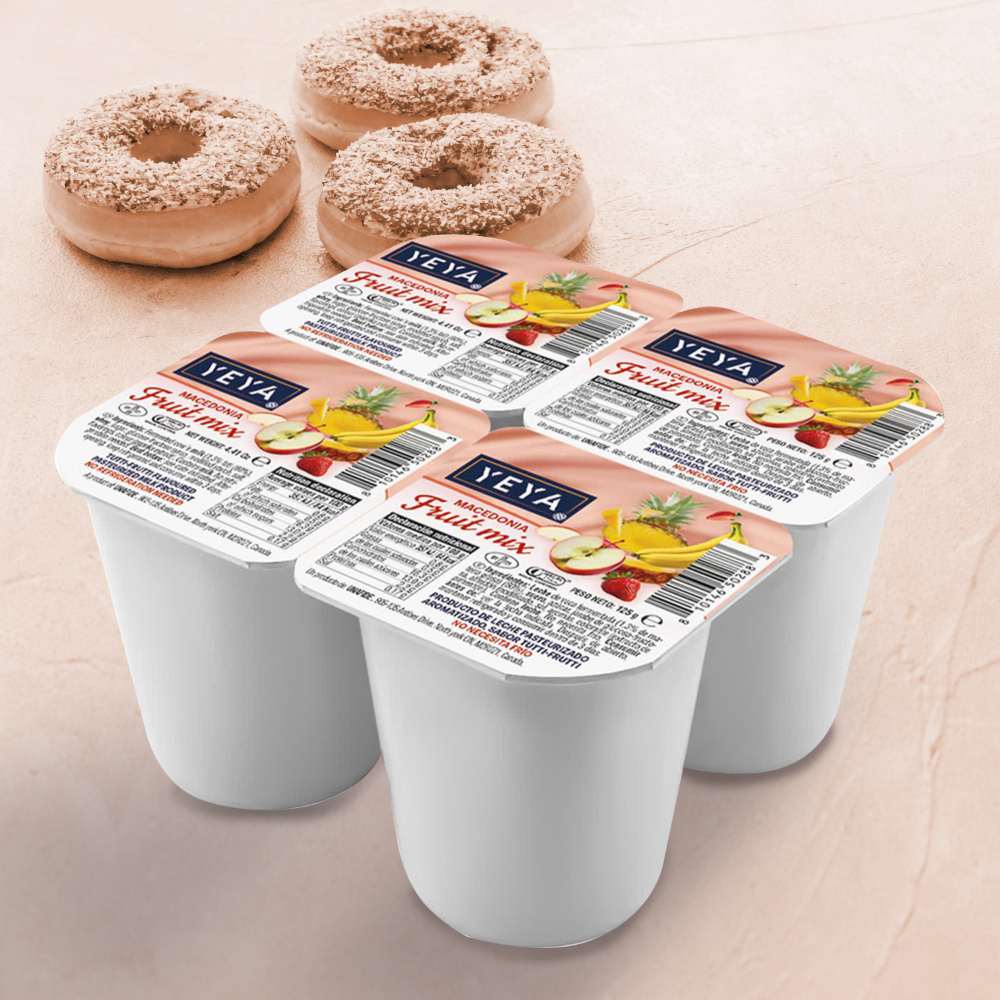 Yogurt pasteurizado sabor macedonia YEYA (4 x 125 g / 4.41 oz) - Miniatura 4