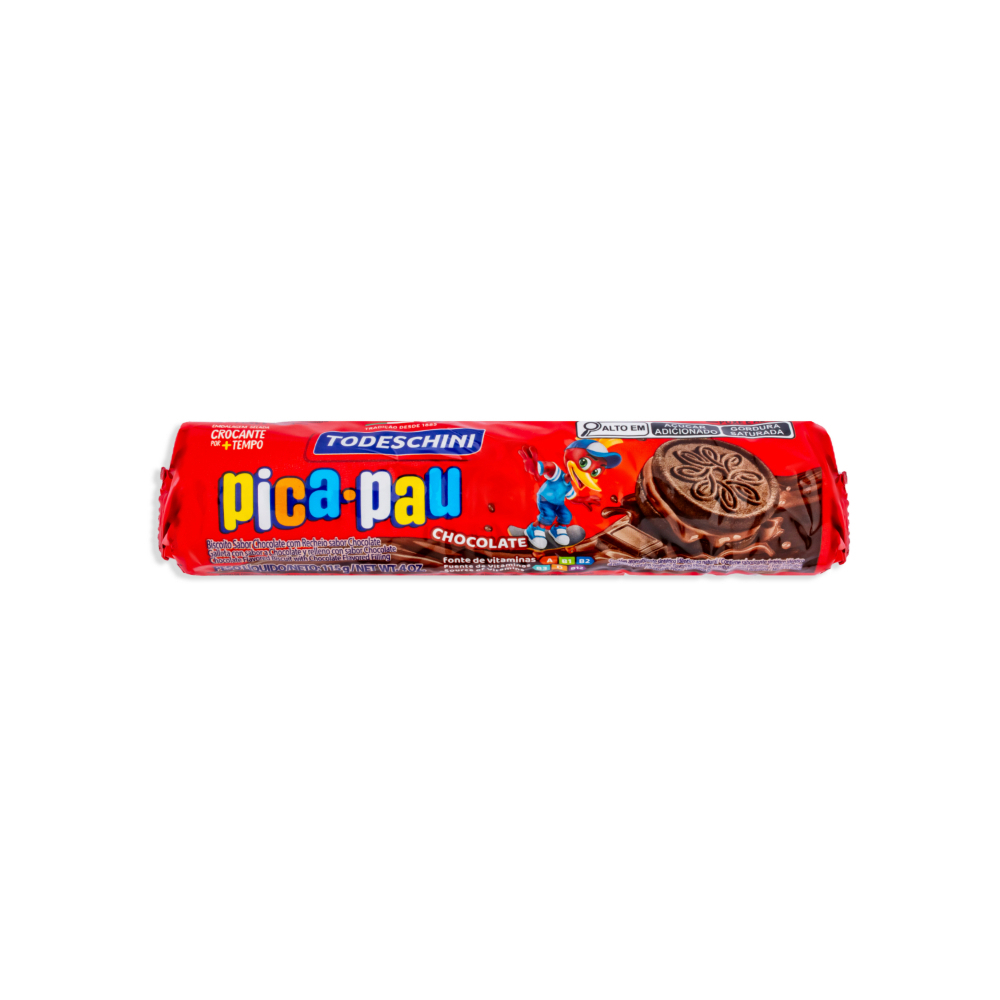 Combo de Sorbeto de chocolate pica pau Todeschini (115 g / 4.06 oz) + Galletas de chocolate con relleno sabor a chocolate pica pau Todeschini (115 g / 4.06 oz) - Miniatura 2