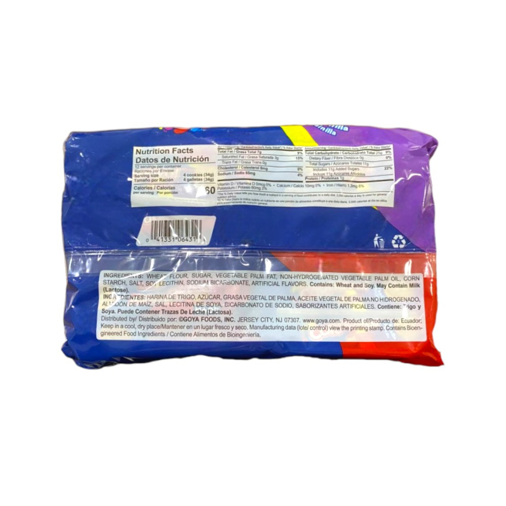 Galletas de vainilla rellenas con crema sabor a vainilla Carnaval Goya (403 g / 14.2 oz) - Miniatura 3