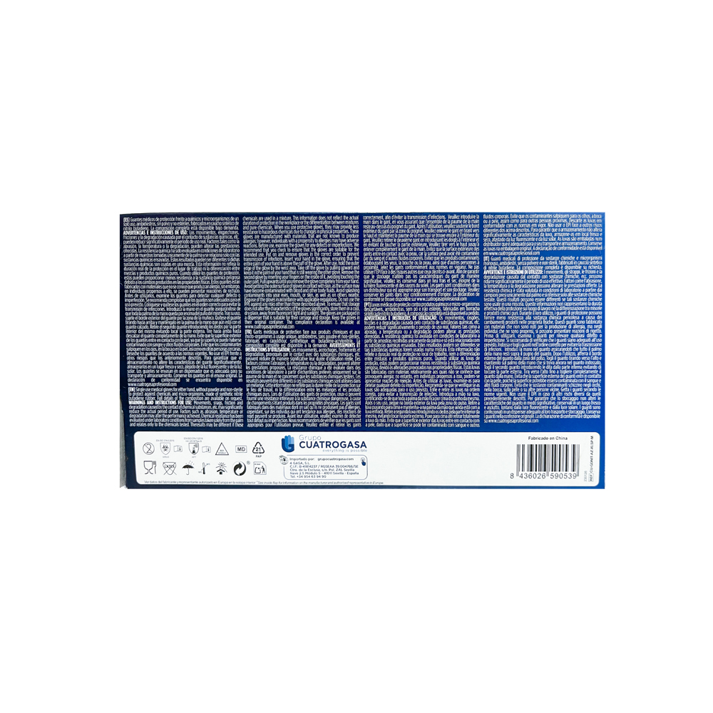 Caja de guante ambidiestro desechable de nitrilo azul talla M CUATROGASA (100 U) - Miniatura 3