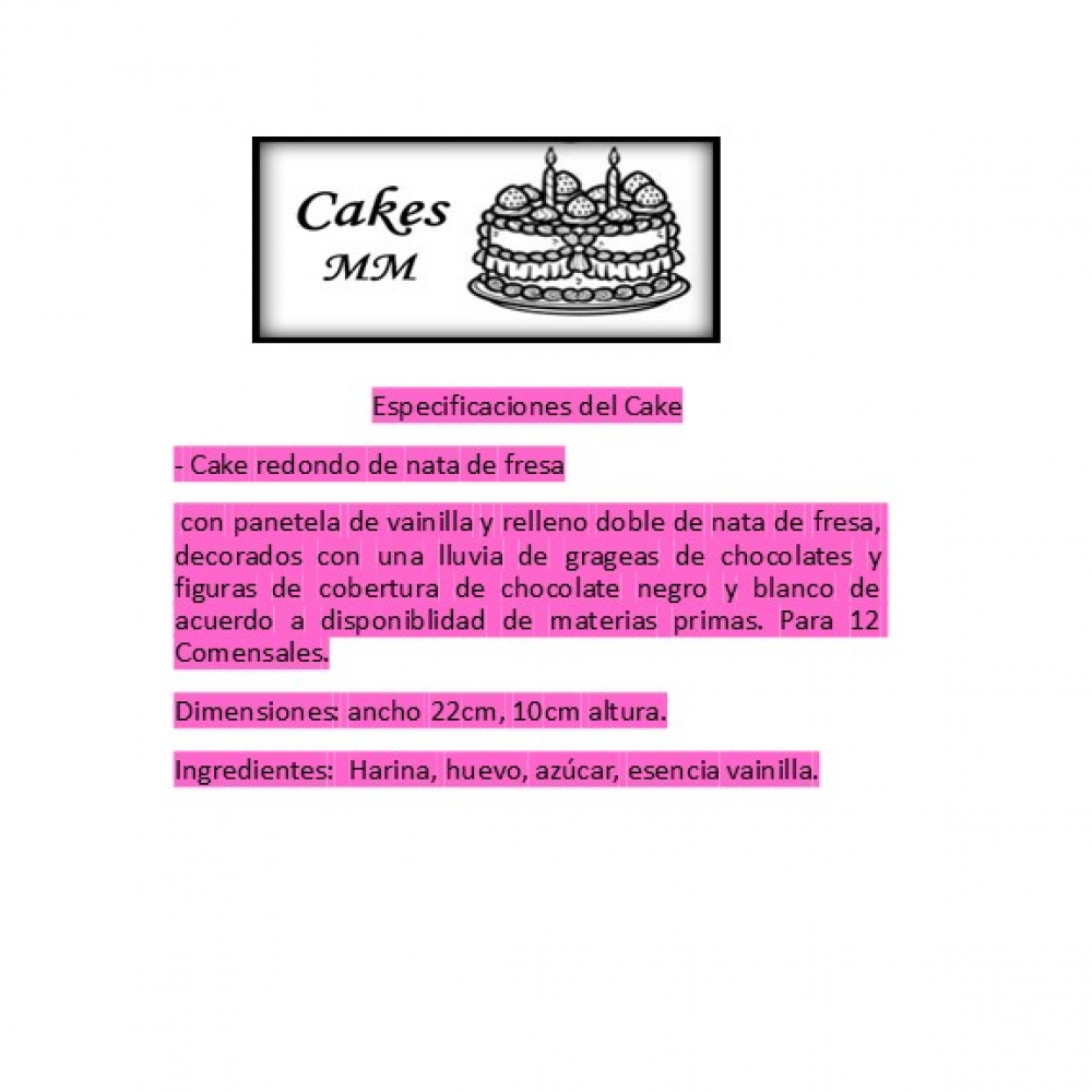 Cake fresa de nata (12 comensales) + helado - Miniatura 4