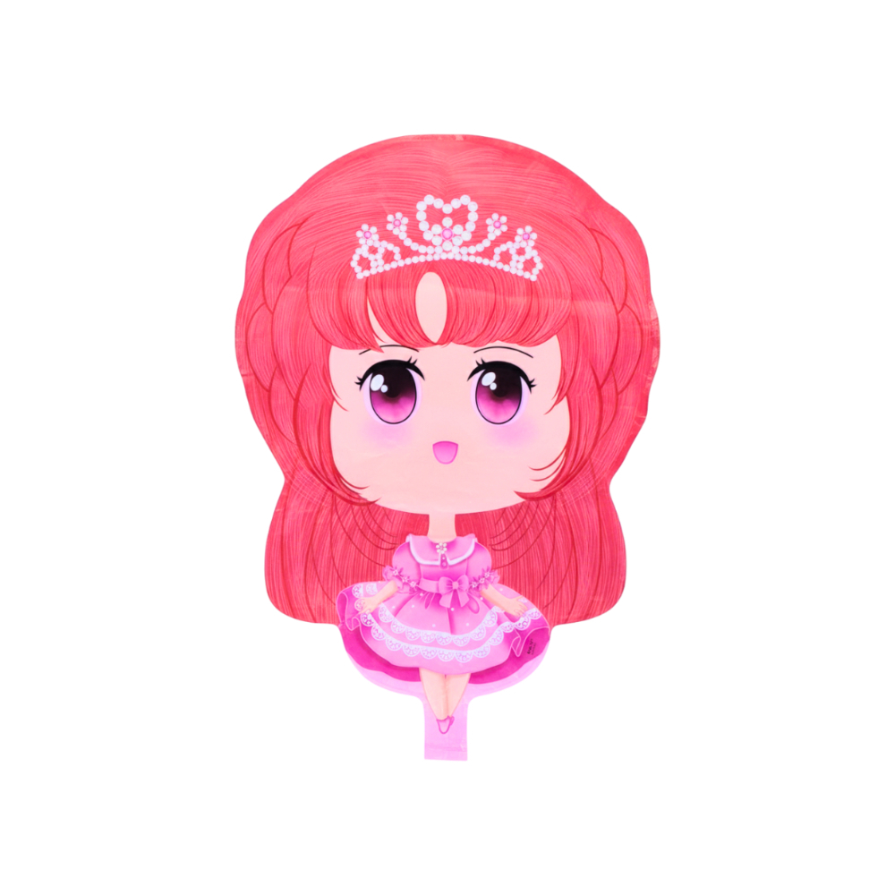 Globo metálico con forma de princesa con pelo rojo y vestido rosado para fiestas y cumpleaños DBCY - Miniatura 3