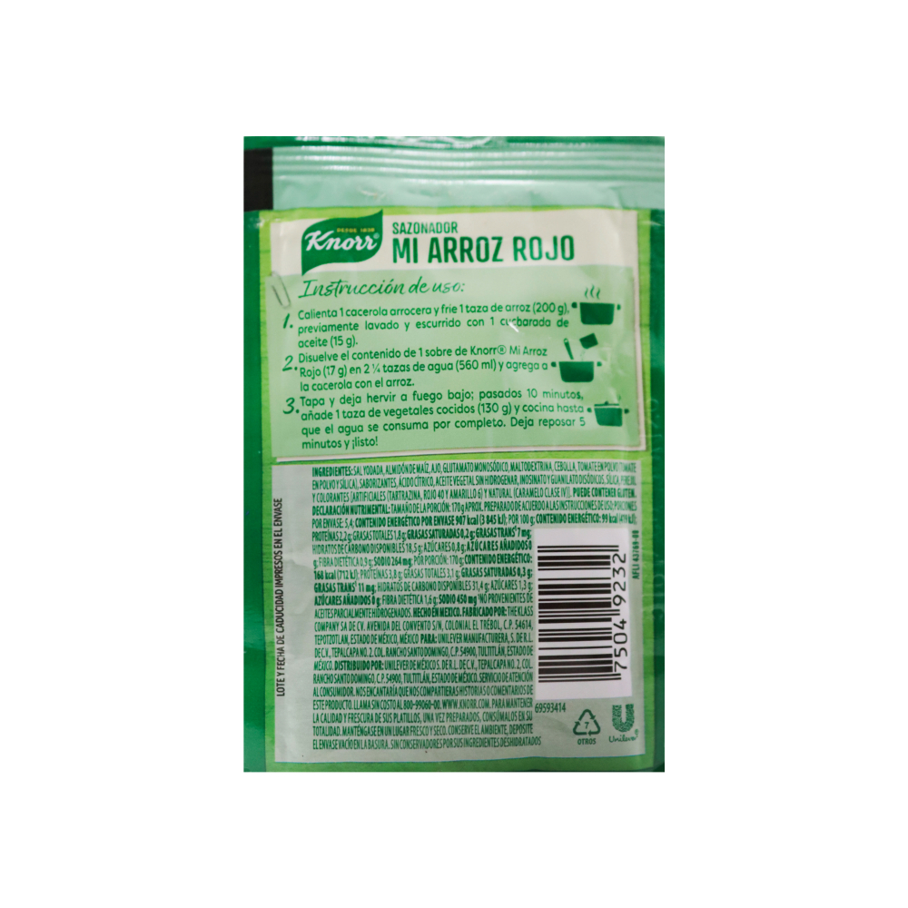 Sazonador para arroz rojo Knorr (17 g / 0.60 oz) - Miniatura 4