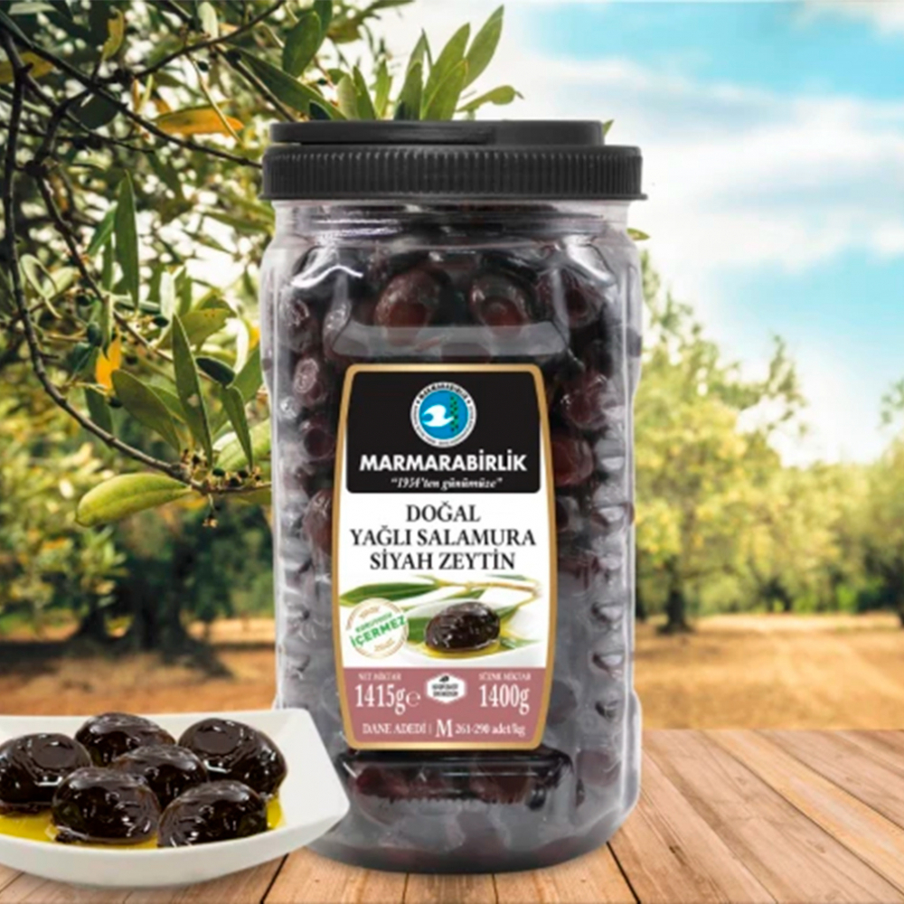 Aceitunas negras naturales en aceite y salmuera Marmarabirlik (500 g / 1.10 lb) - Miniatura 4