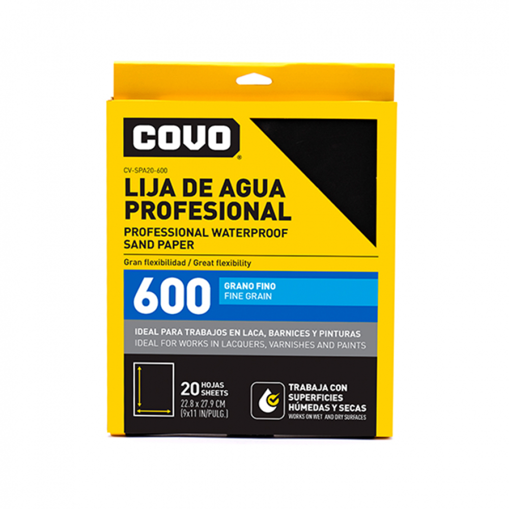 Set de 20 lijas de agua profesional grano fino 600 Covo - Miniatura 3