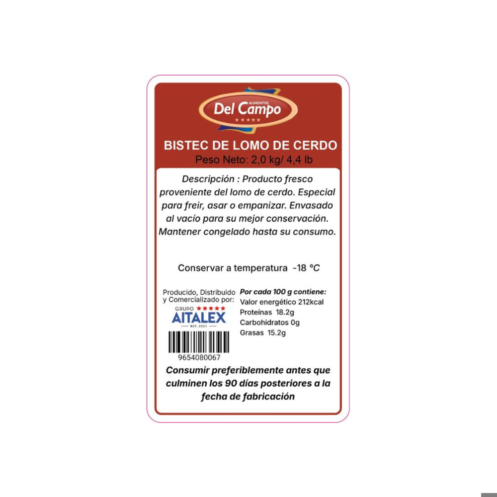 Bistec de Lomo de cerdo Alimentos del Campo (2 kg / 4.4 lb) - Miniatura 2
