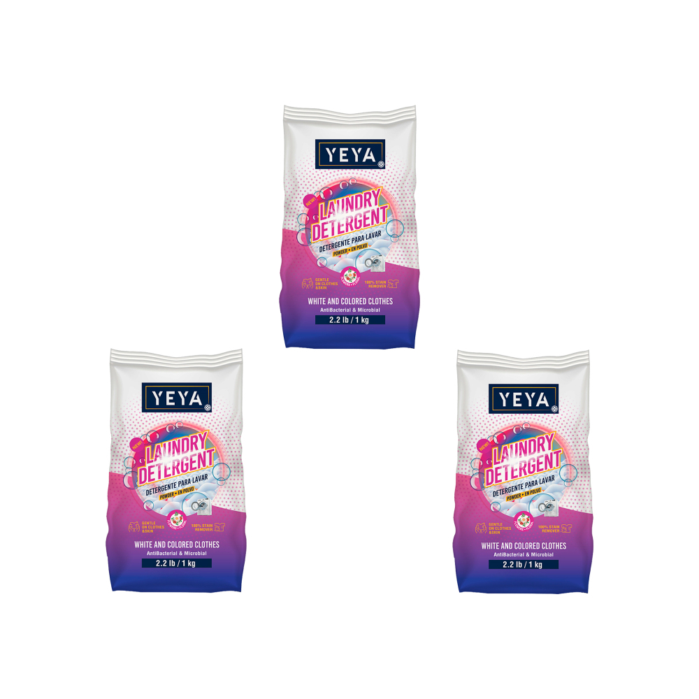 Detergente en polvo con aroma a flores Yeya (3 x 1 kg / 2.2 lb) - Imagen 1