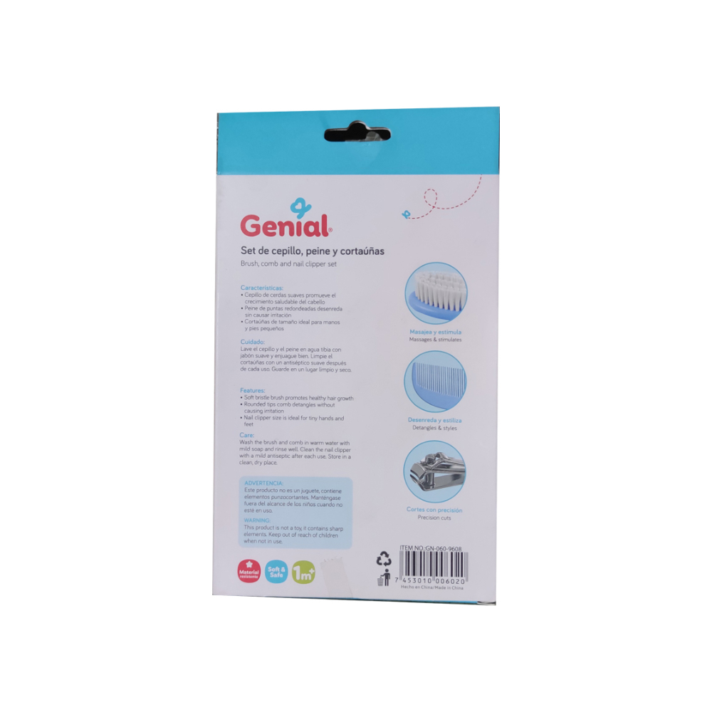 Set de cepillo, peine y corta uñas para bebé Genial - Miniatura 3