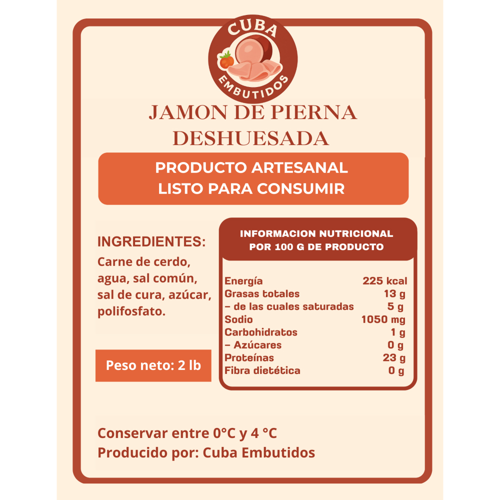 Jamón de pierna deshuesada Cuba Embutidos (907 g / 2 lb) - Miniatura 4