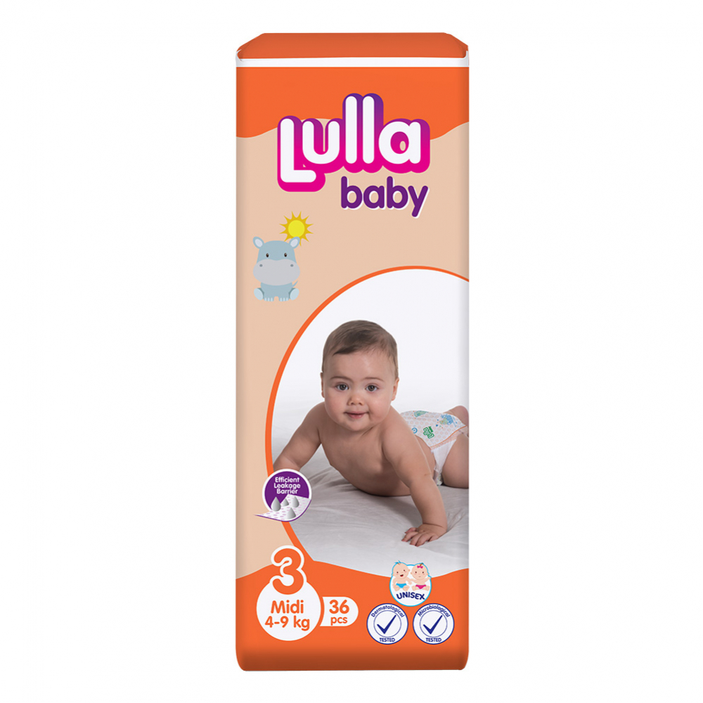 Pañales desechables para bebé etapa Midi Lulla Baby (36 U