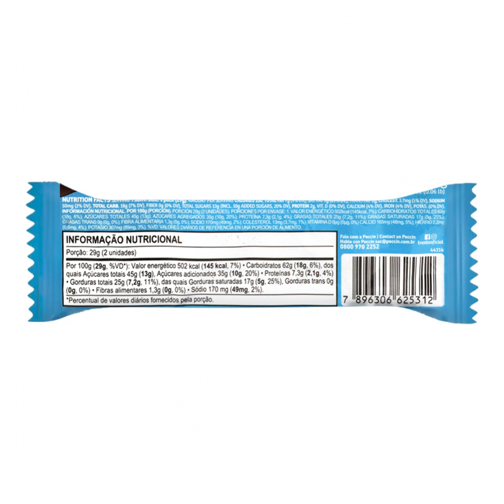 Barquilla rellena sabor leche y cubierta con chocolate con leche Trento (29 g / 1.02 oz) - Miniatura 2