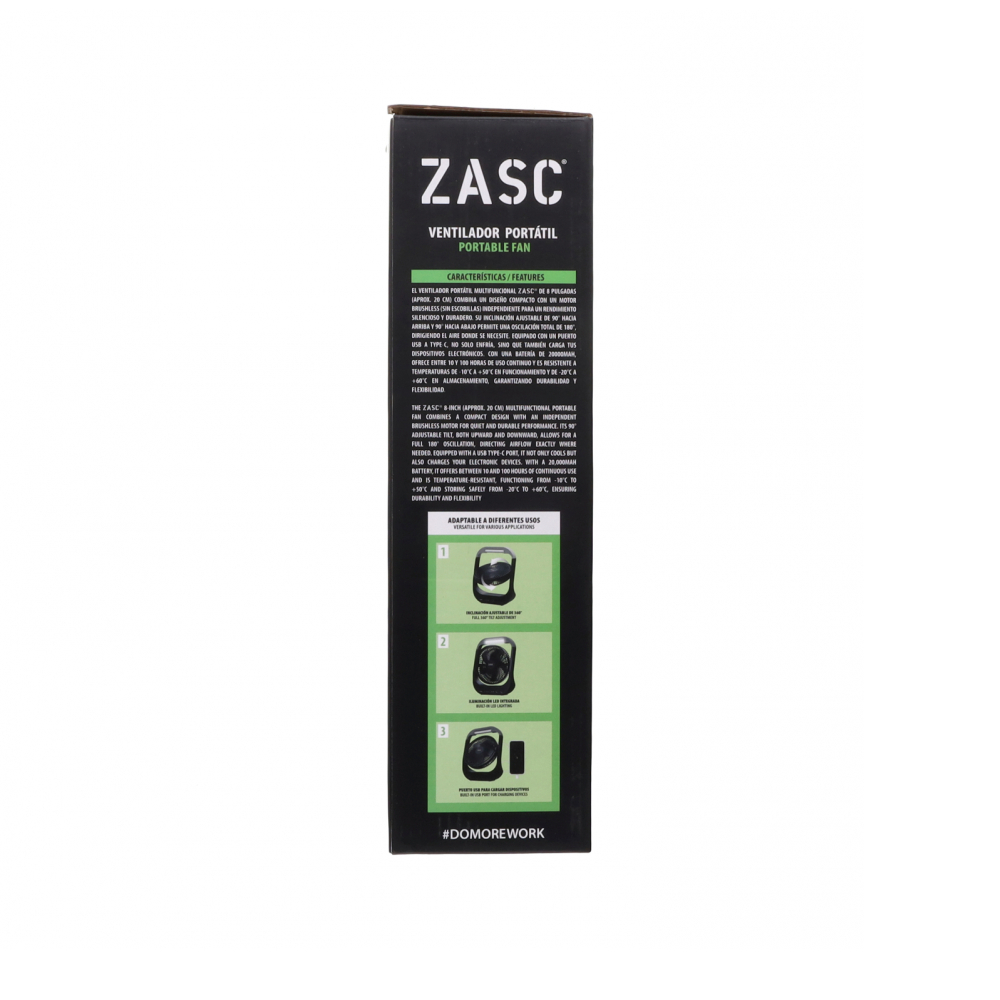 Ventilador portatil recargable Zasc Z-FWS-P8 (20000 mAh) - Miniatura 3