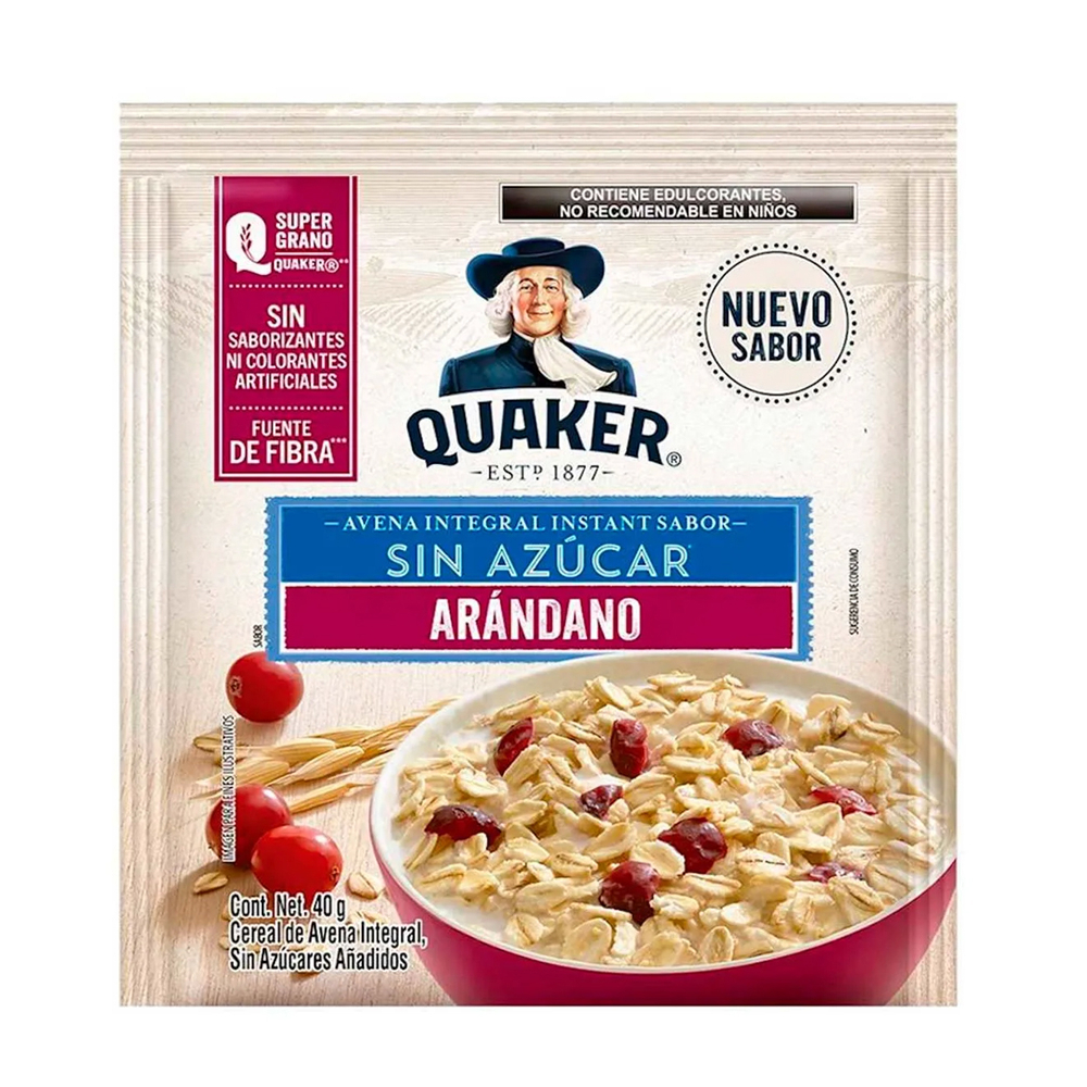 Avena integral sin azúcar sabor arándanos Quaker (40 g / 1.41 oz) - Miniatura 4