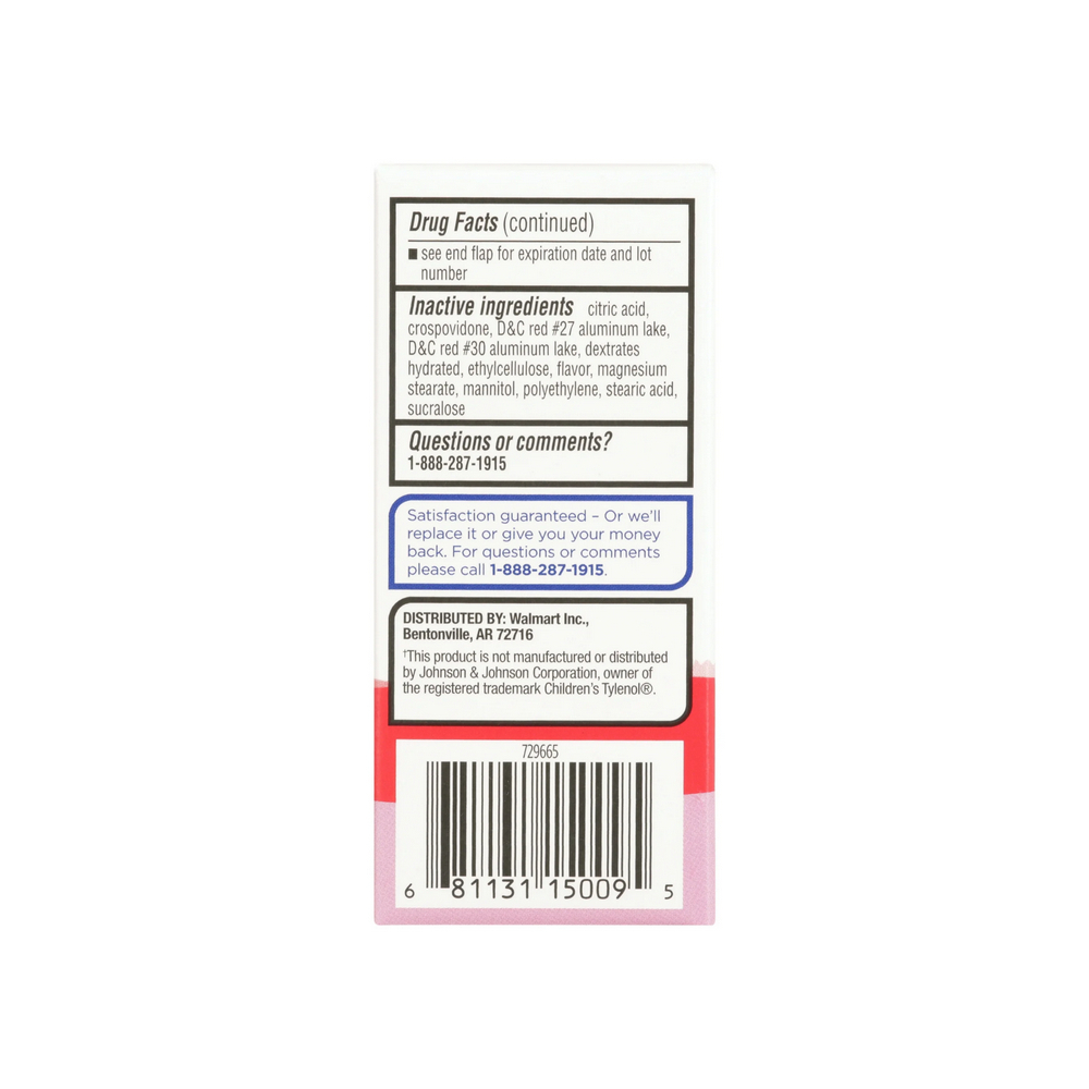 Tabletas masticables de acetaminofén para niños, sabor a chicle Equate, 160 mg (24 tabletas) - Miniatura 4