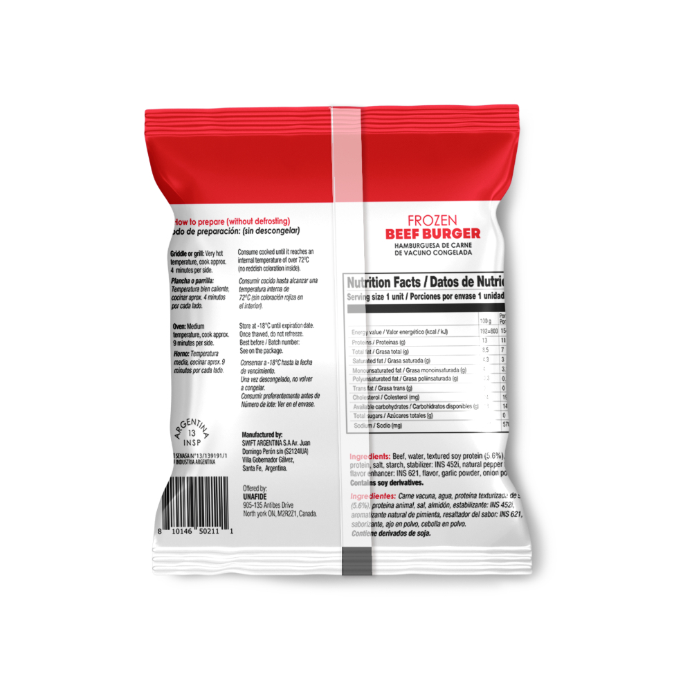 Hamburguesa de carne de res YEYA (24 x 80 g / 2.8 oz) - Miniatura 2