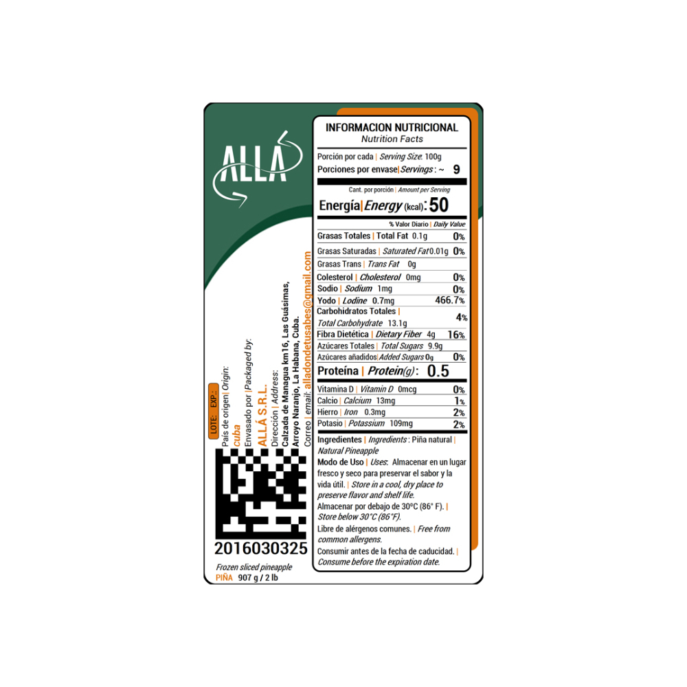 Piña en rodajas congelada ALLÁ (907 g / 2 lb) - Miniatura 4