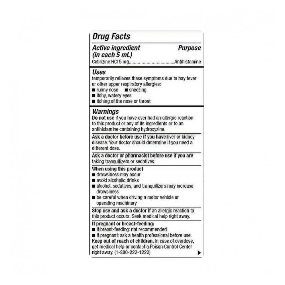 Clorhidrato de cetirizina 1 mg/1 ml GoodSense (118 ml / 4 fl. oz) - Miniatura 2