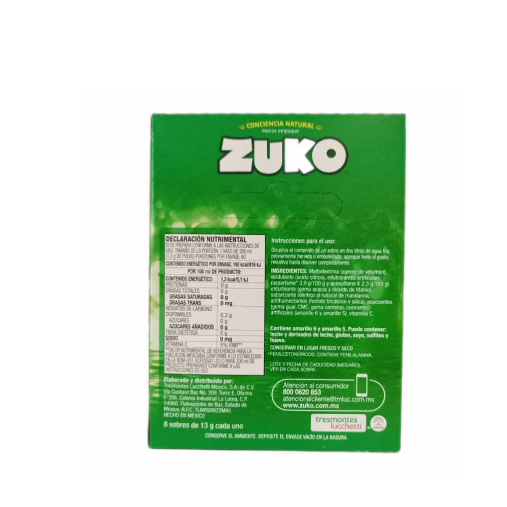 Refresco sabor mandarina Zuko (12 x 8 x 13 g) - Miniatura 3