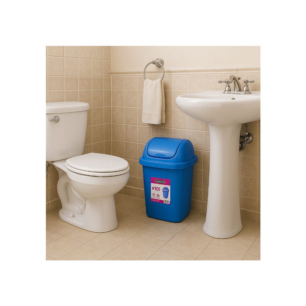 Papelera compacta de 10 litros con tapa vaivén Prolimso - Miniatura 4