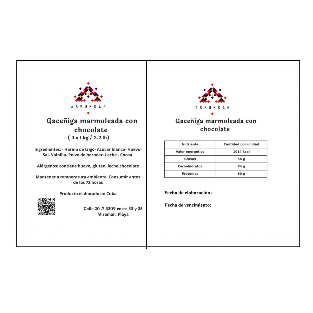 Gaceñiga marmolada grande con chocolate ( 4 x 1 kg / 2.2 lb) - Miniatura 3