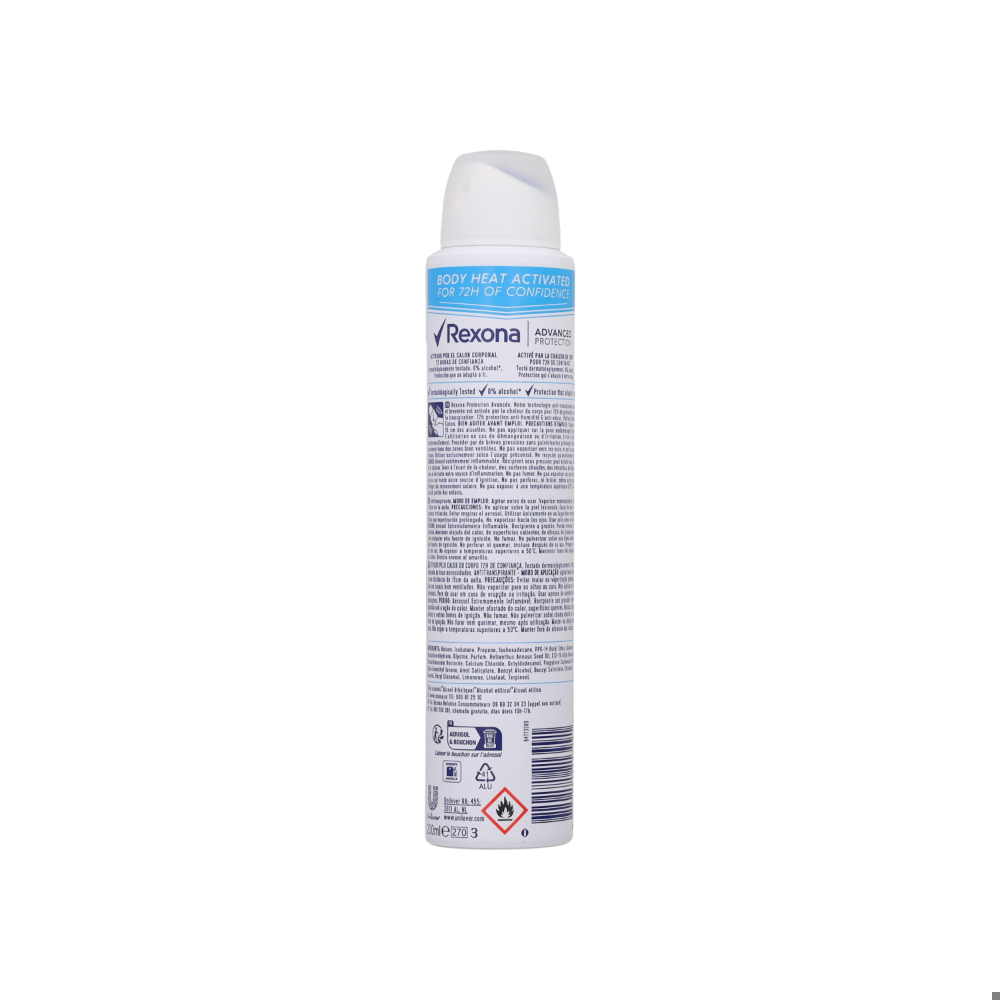 Desodorante en spray protección avanzada algodón seco Rexona (200 ml) - Miniatura 3