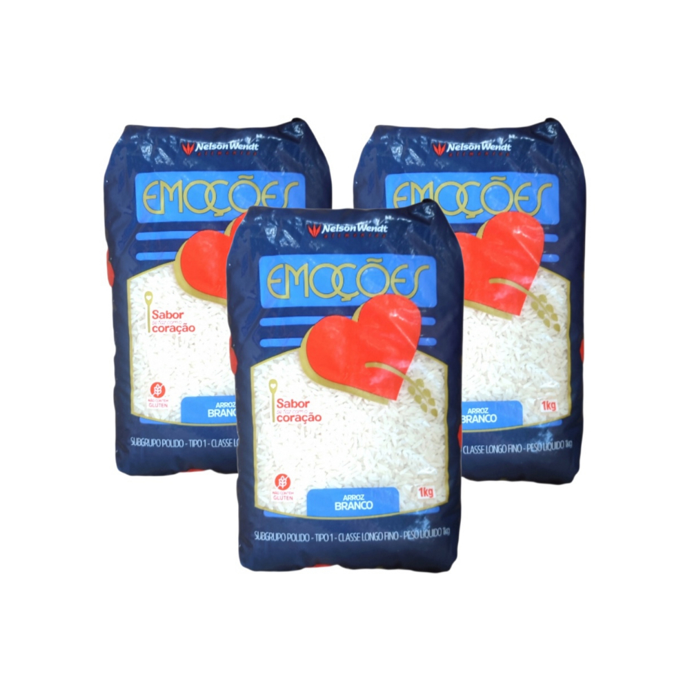 Arroz blanco brasileño Nelson Wendt (3 x 1 kg / 2.2 lb) - Imagen 1