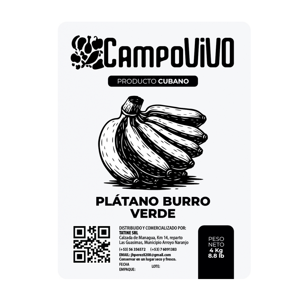 Plátano burro verde Campo Vivo (4 kg / 8.8 lb) - Miniatura 3
