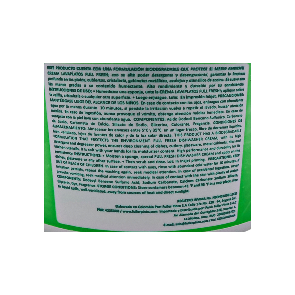 Crema lavaplatos aroma a limón Full Fresh (500 g / 1.10 lb) - Miniatura 3