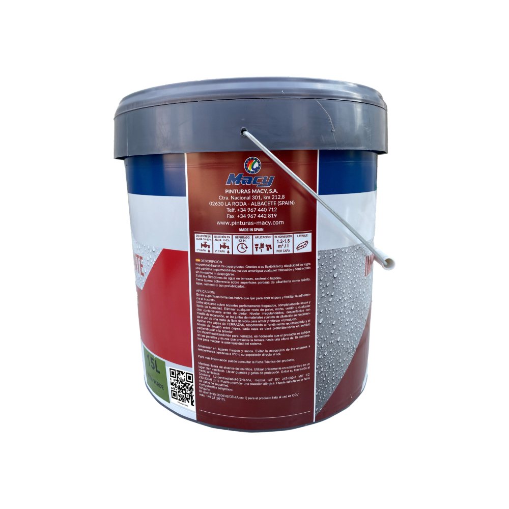 Impermeabilizante acrílico elástico color verde Macy (15 L) - Miniatura 2