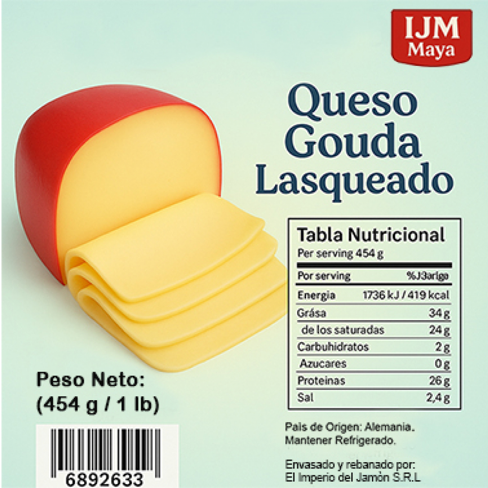 Queso tipo gouda alemán lasqueado Olvegarden (454 g / 1 lb) - Miniatura 2