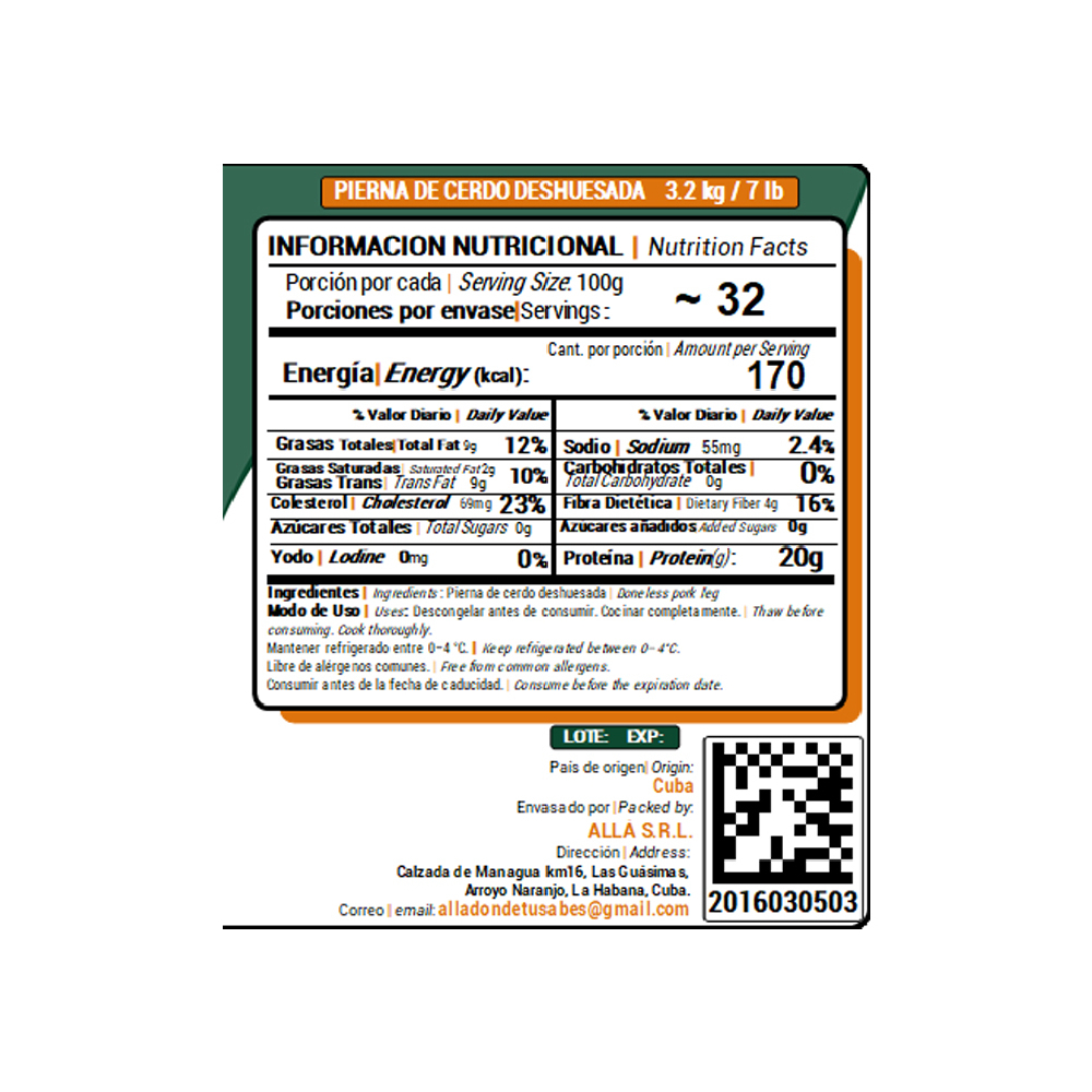 Pierna de cerdo deshuesada ALLÁ (3.2 kg / 7 lb) - Miniatura 4